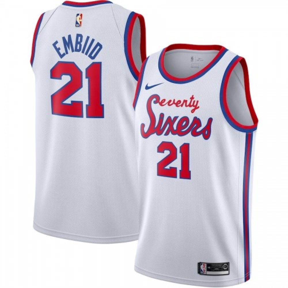 Men's Philadelphia 76ers Joel Embiid #21 White Hardwood Classics Finished Swingman Jersey-Pro Kit Vault | Brand New 26/27 Sports Jerseys